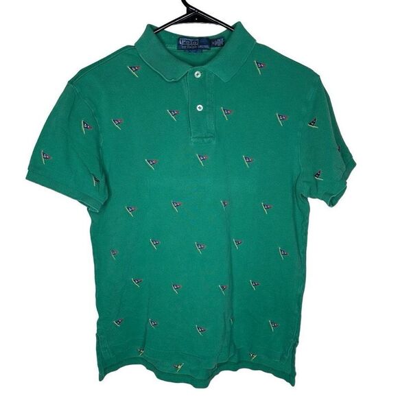 VTG Polo by Ralph Lauren Anchor Flag shirt color is green with embroidered desig - Picture 1 of 5